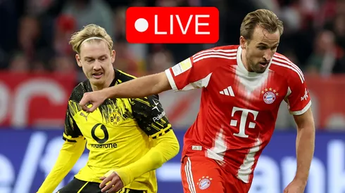 Julian Brandt of Borussia Dortmund and Harry Kane of Bayern Munich.