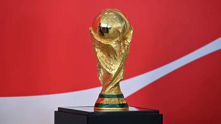 View of the World Cup trophy.