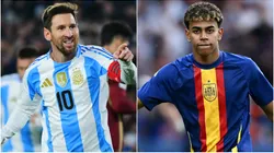 Lionel Messi (L) Lamine Yamal (R).