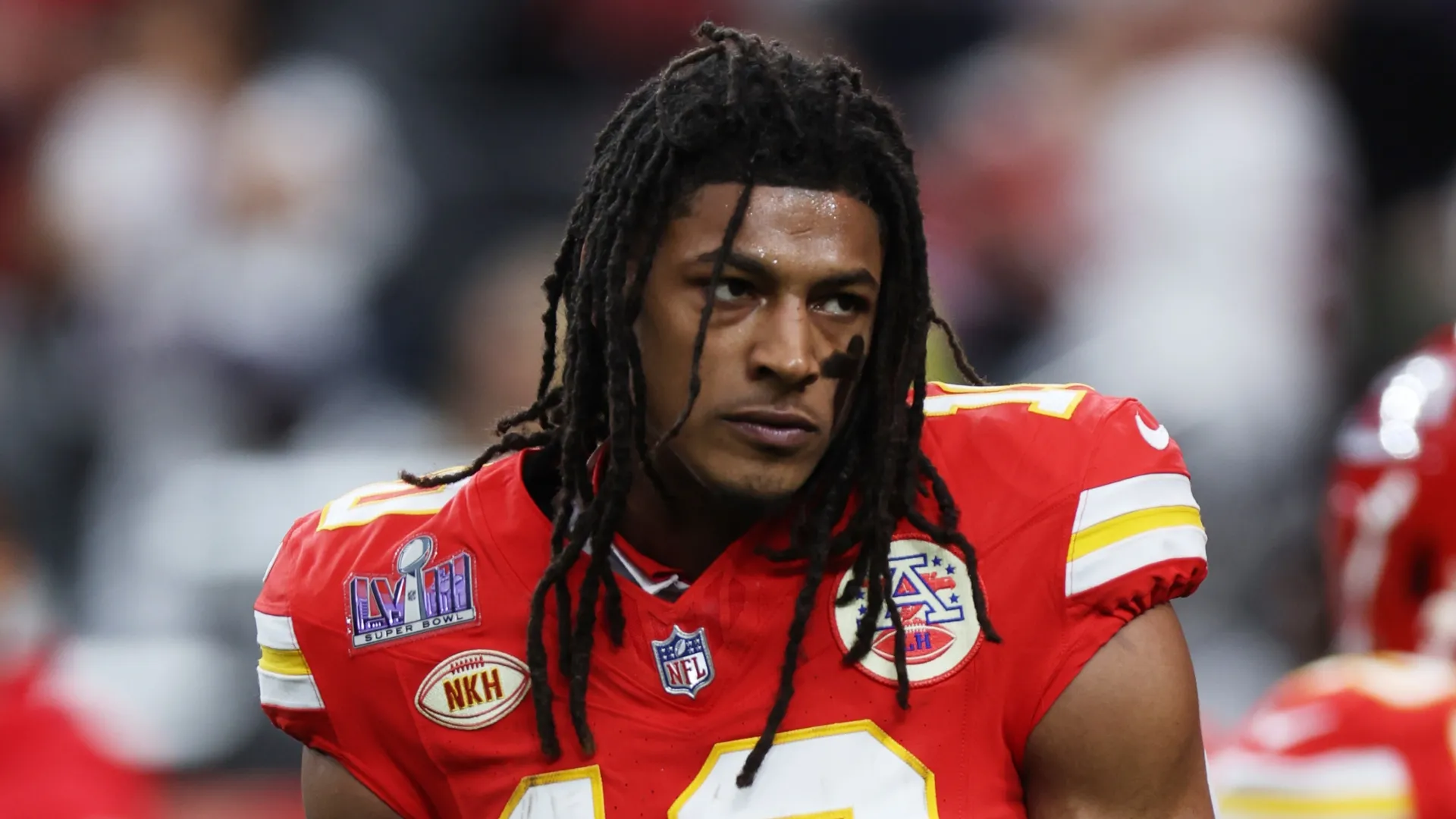 Isiah Pacheco during Super Bowl LVIII with the Chiefs.