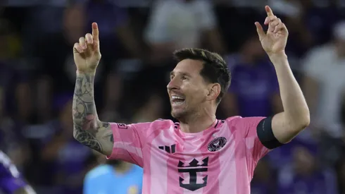 Lionel Messi #10 of Inter Miami CF celebrates at Inter&Co Stadium