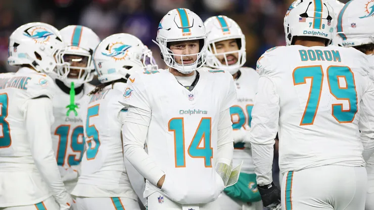 Quinn Ewers #14 of the Miami Dolphins in action during a game in 2026.