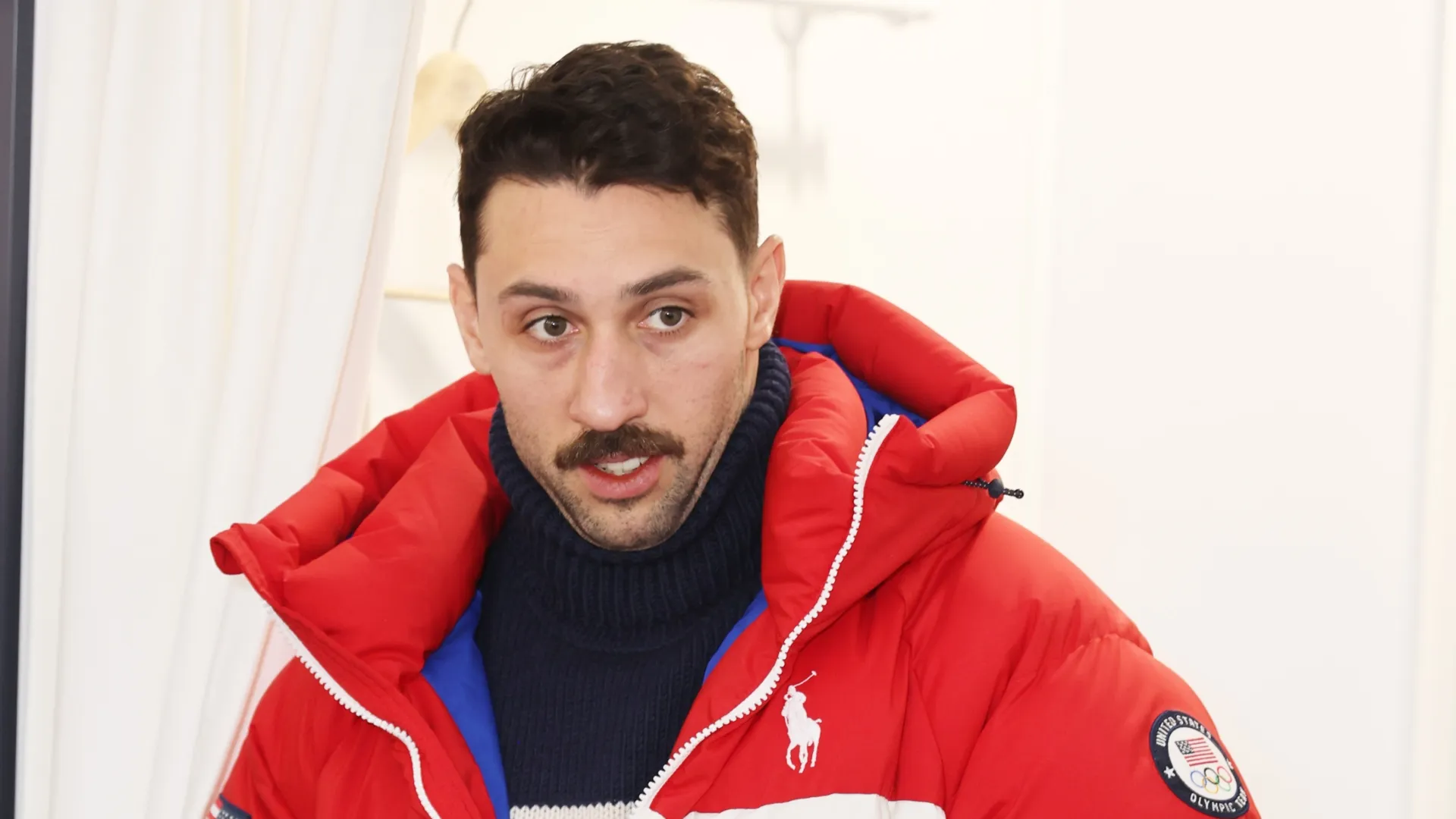 Vincent Trochek trying on clothes