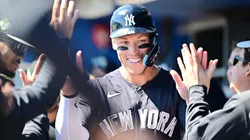 Aaron Judge #99 of the New York Yankees celebrates.