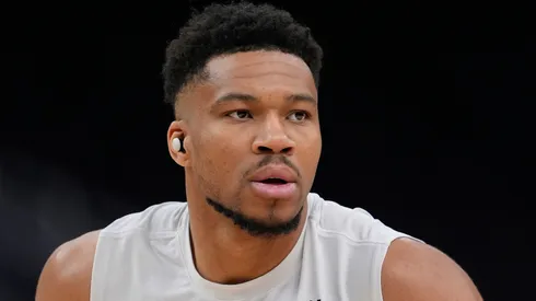 Giannis Antetokounmpo #34 of the Milwaukee Bucks works out.