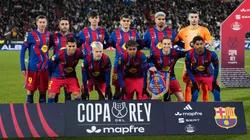 Players of FC Barcelona pose for a team photograph prior to the Copa Del Rey Quarter Final match.