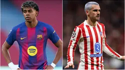Lamine Yamal of Barcelona and Antoine Griezmann of Atletico Madrid.