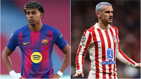 Lamine Yamal of Barcelona and Antoine Griezmann of Atletico Madrid.