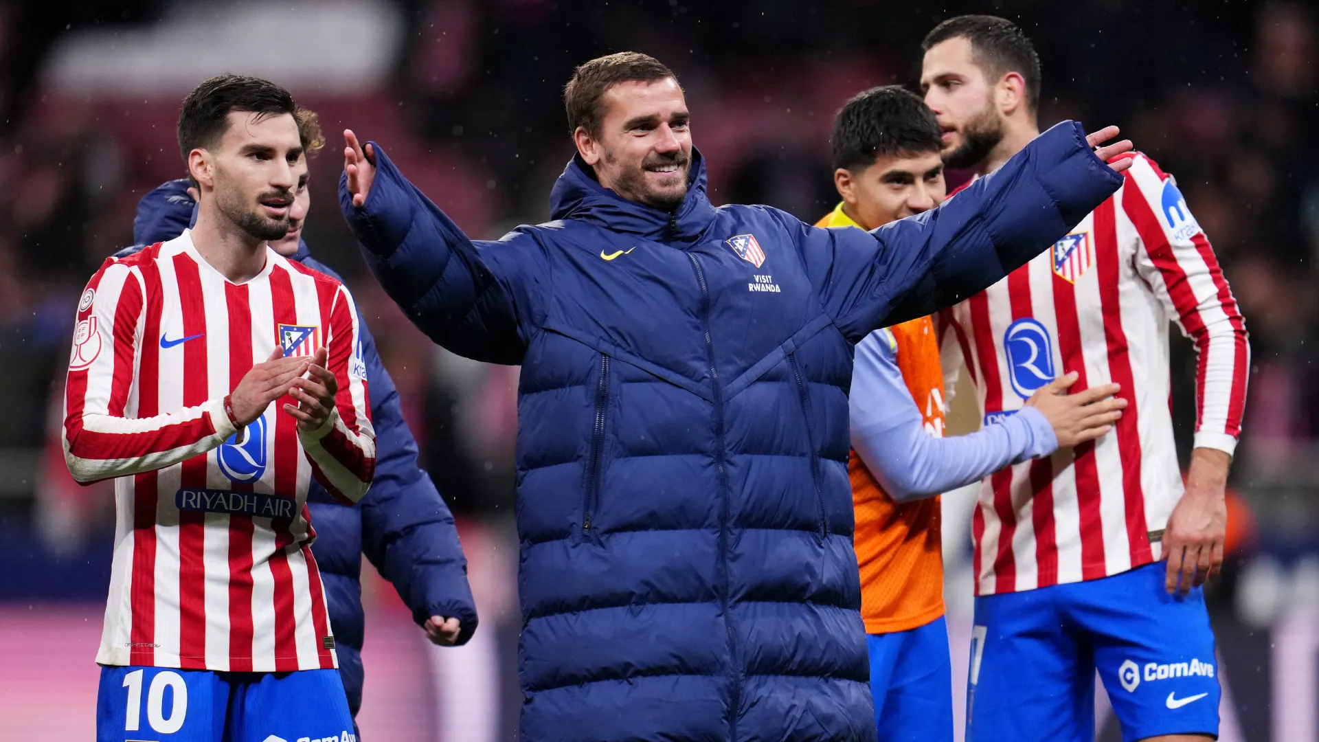 Atletico Madrid players celebrate victory against Barcleona. (Getty Images)