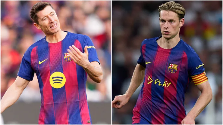 Robert Lewandowski and Frenkie de Jong of Barcelona.