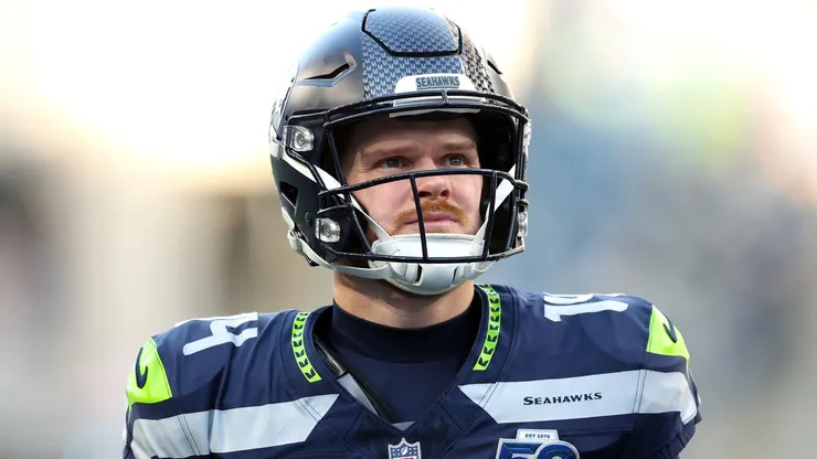 Sam Darnold #14 of the Seattle Seahawks warms up prior to a game in 2026.