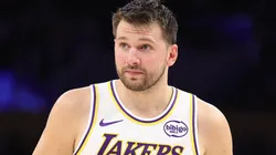 Luka Doncic #77 of the Los Angeles Lakers on court.