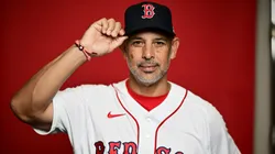 Manager Alex Cora #13 of the Boston Red Sox poses for a picture.