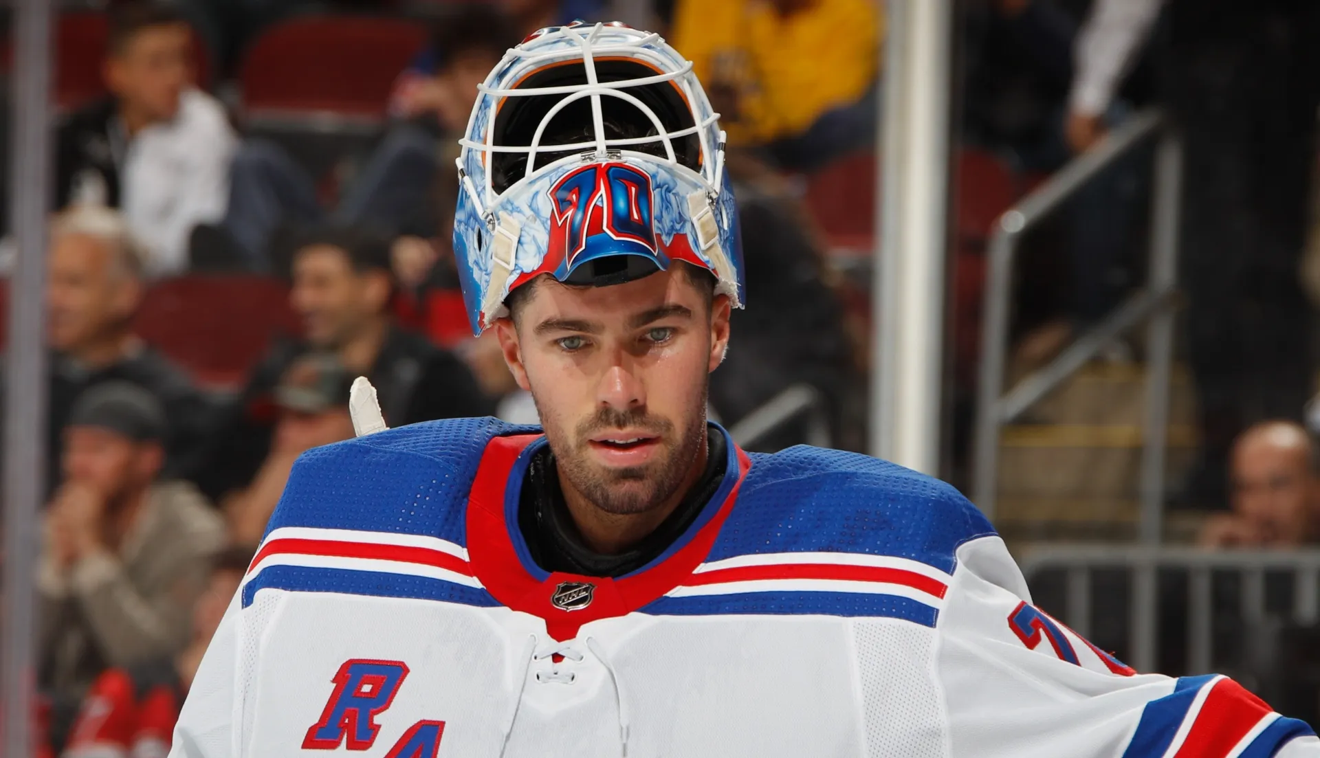 Louis Domingue playing for the NY Rangers