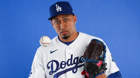 Edwin Díaz #3 of the Los Angeles Dodgers poses for a photo.