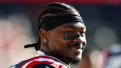 Stefon Diggs smiling before a Patriots game.