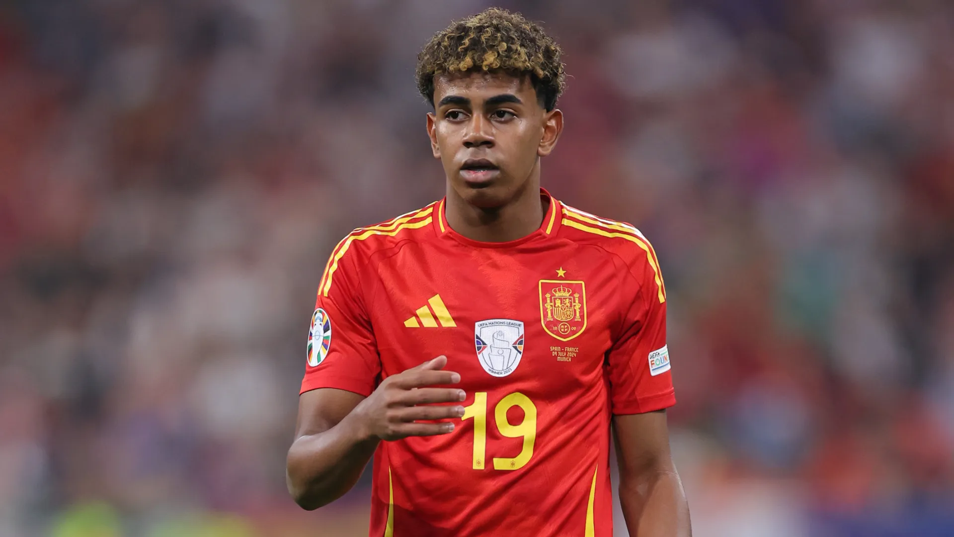 Lamine Yamal of Spain during an EURO game