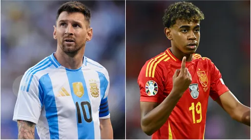 Lionel Messi of Argentina and Lamine Yamal of Spain.