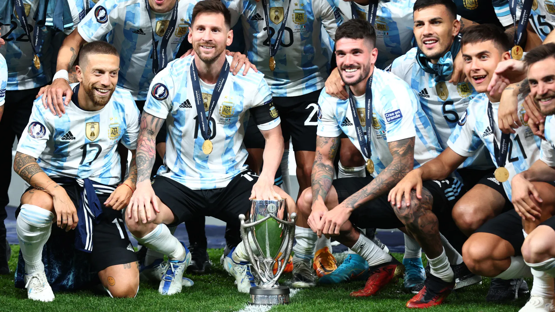 Argentina celebrate the 2022 Finalissima win vs Italy. (Getty Images)