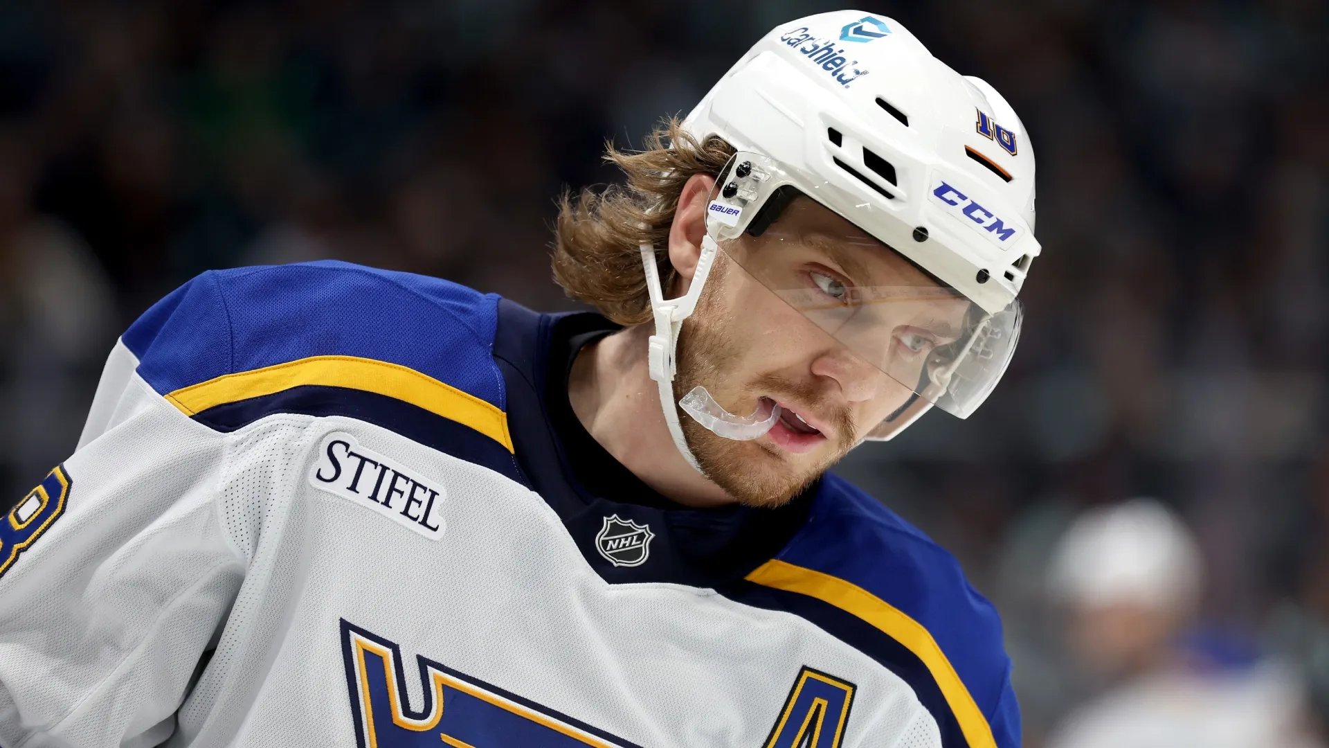 Robert Thomas #18 of the St. Louis Blues in 2023 (Source: Steph Chambers/Getty Images)