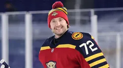 Sergei Bobrovsky #72 of the Florida Panthers practices prior to the 2026 Discover NHL Winter Classic.