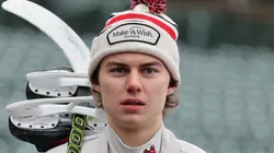 Connor Bedard at Wrigley Field prior to the 2024 NHL Winter Classic
