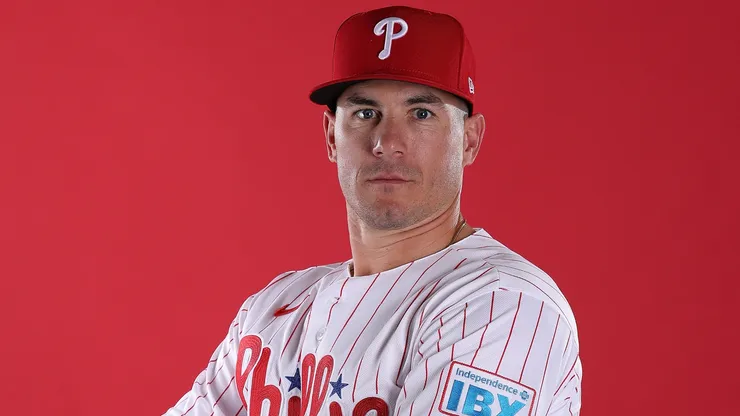 J.T. Realmuto #10 of the Philadelphia Phillies poses for a portrait during photo day.