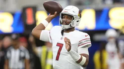 Jacoby Brissett #7 of the Arizona Cardinals passes the ball during a game in 2026.