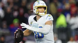 Justin Herbert #10 of the Los Angeles Chargers in action during the AFC Wild Card Playoff game in 2026.