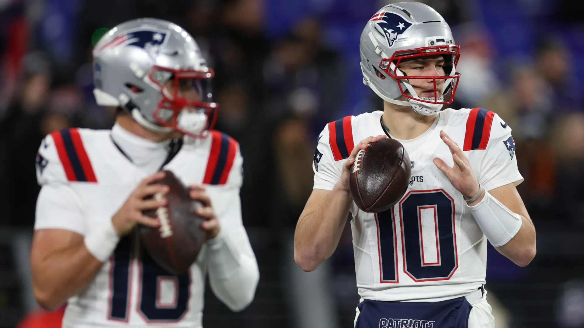 Tommy DeVito with Drake Maye.