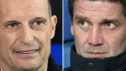 Massimiliano Allegri manager of AC Milan (L) and Inter coach Cristian Chivu