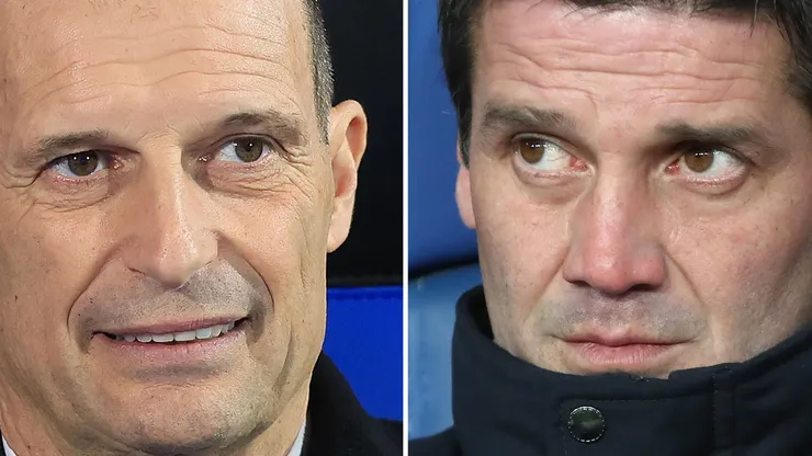 Massimiliano Allegri manager of AC Milan (L) and Inter coach Cristian Chivu