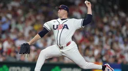 Tarik Skubal #27 of Team United States pitches in the first inning.