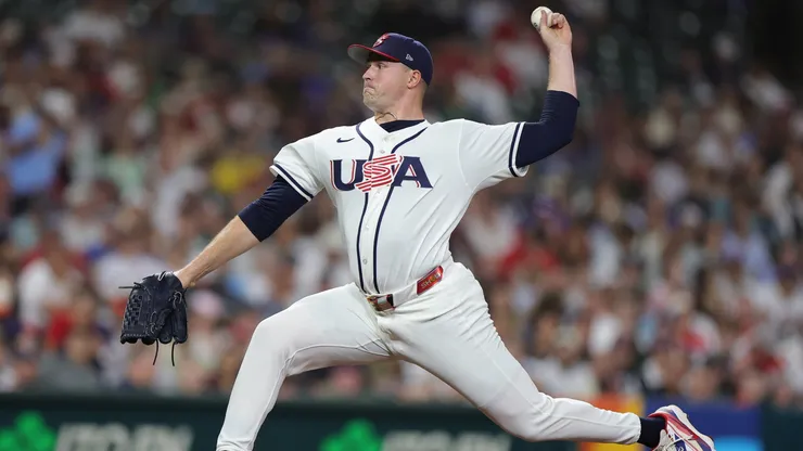 Tarik Skubal #27 of Team United States pitches in the first inning.