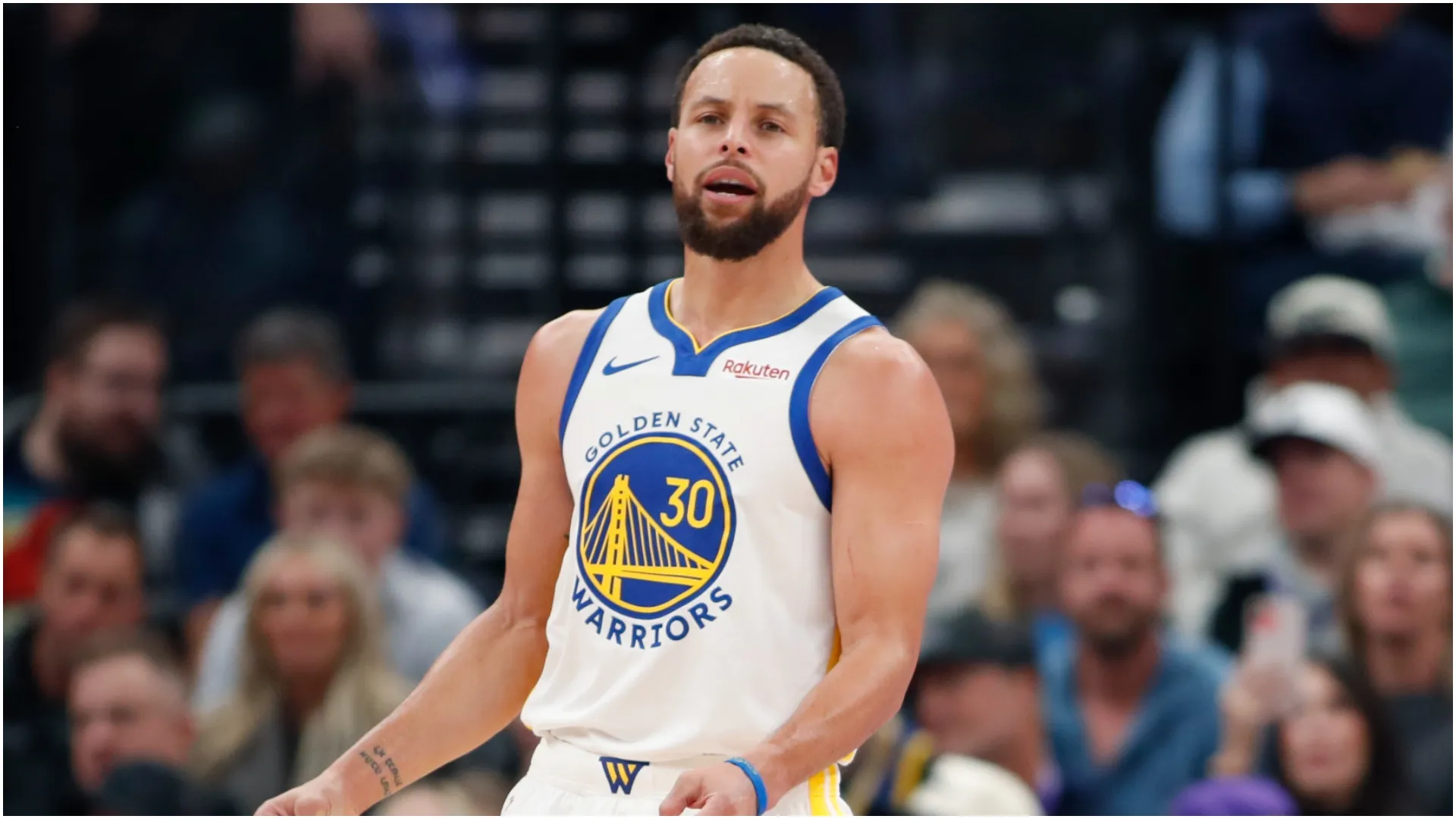 Stephen Curry looks on