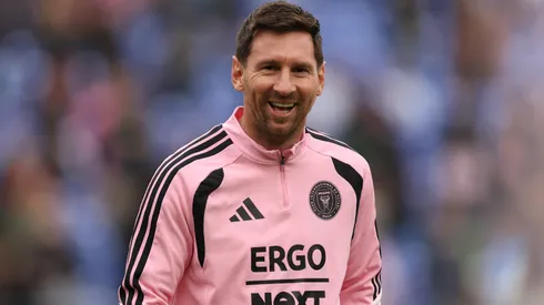 Lionel Messi #10 of Inter Miami smiles during warm ups before an MLS match in 2026.