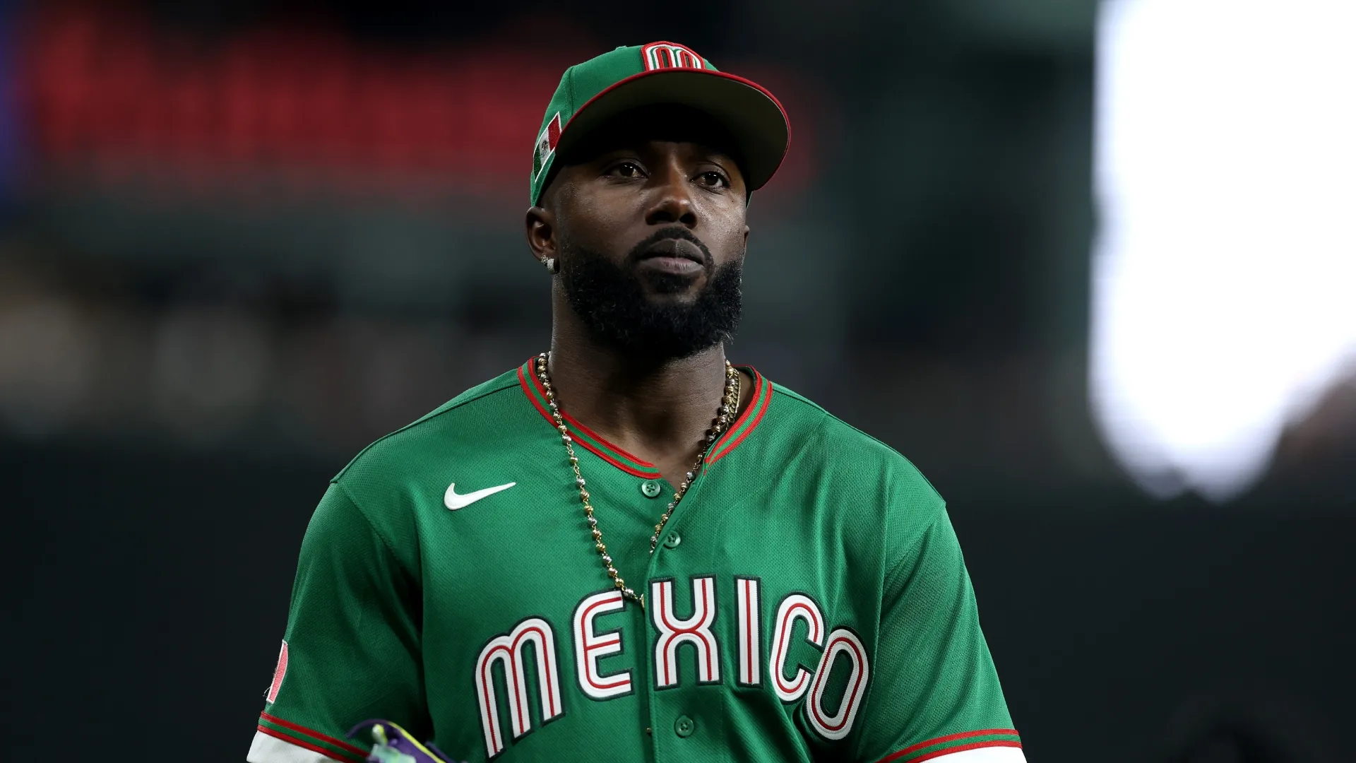 Randy Arozarena looks on