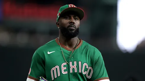 Randy Arozarena #56 of the Mexico looks on.