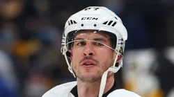 Sidney Crosby skating before a game.