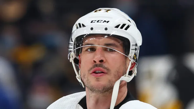 Sidney Crosby skating before a game.