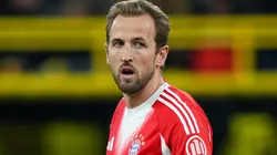 Harry Kane of FC Bayern Munich reacts during the Bundesliga match.