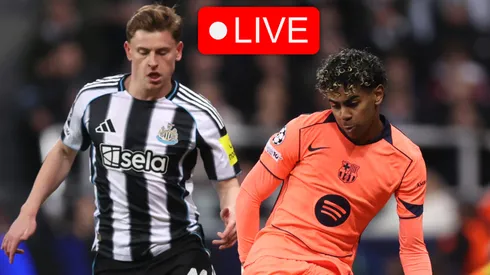 Lamine Yamal of Barcelona and Harvey Barnes of Newcastle.