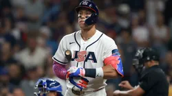 Aaron Judge #99 of the United States looks on.