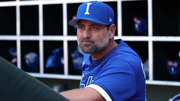 Manager Francisco Cervelli #29 of Team Italy looks on before a World Baseball Classic exhibition game.