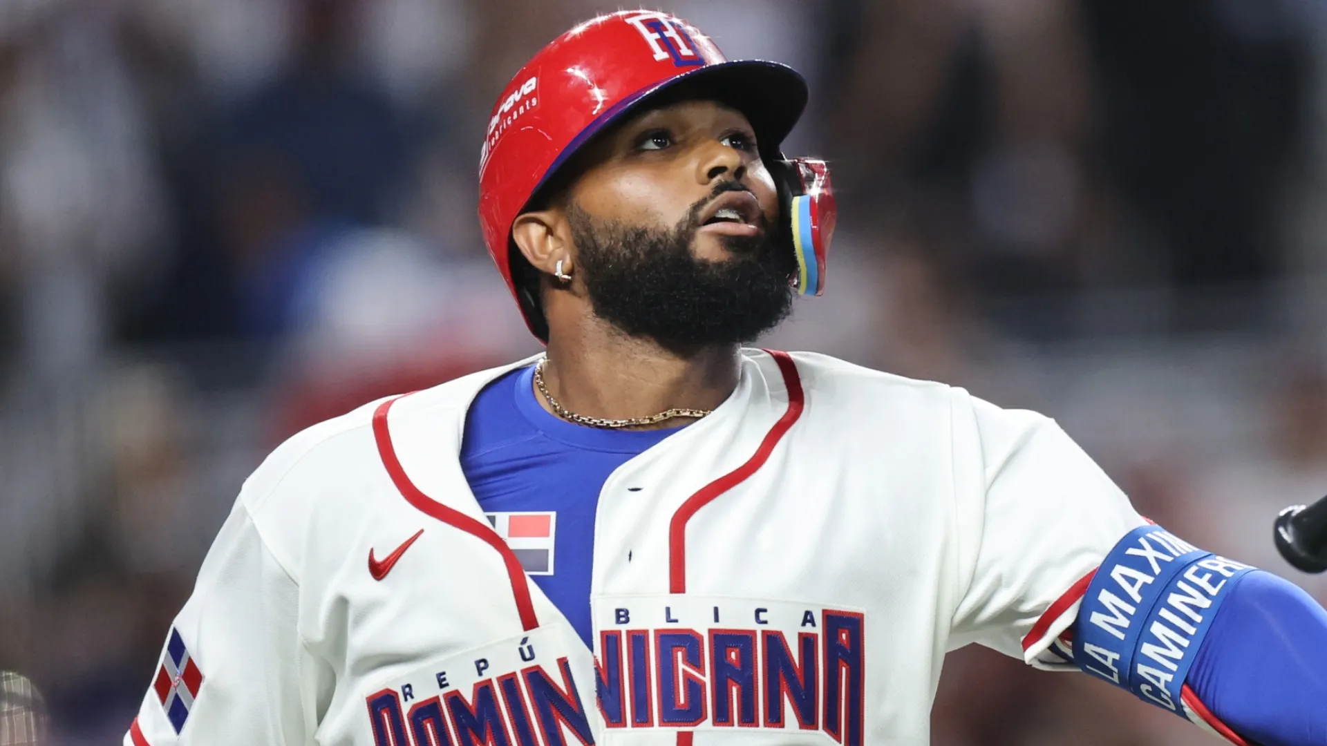 Junior Caminero after celebrating a hit