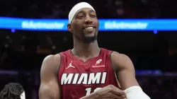Bam Adebayo #13 of the Miami Heat smiles as he enters the game in 2026.
