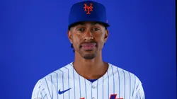 Francisco Lindor #12 of the New York Mets poses for a photo.