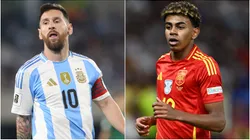 Lionel Messi of Argentina and Lamine Yamal of Spain.