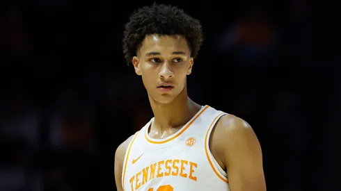 Nate Ament #10 of the Tennessee Volunteers looks on during the second half of a game in 2025.