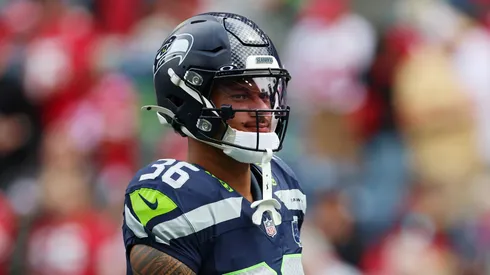 George Holani #36 of the Seattle Seahawks at Lumen Field.